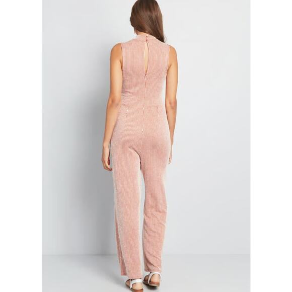 NEW Modcloth For The Bliss Of It Jumpsuit Orange White Stripe One Piece - Picture 3 of 13